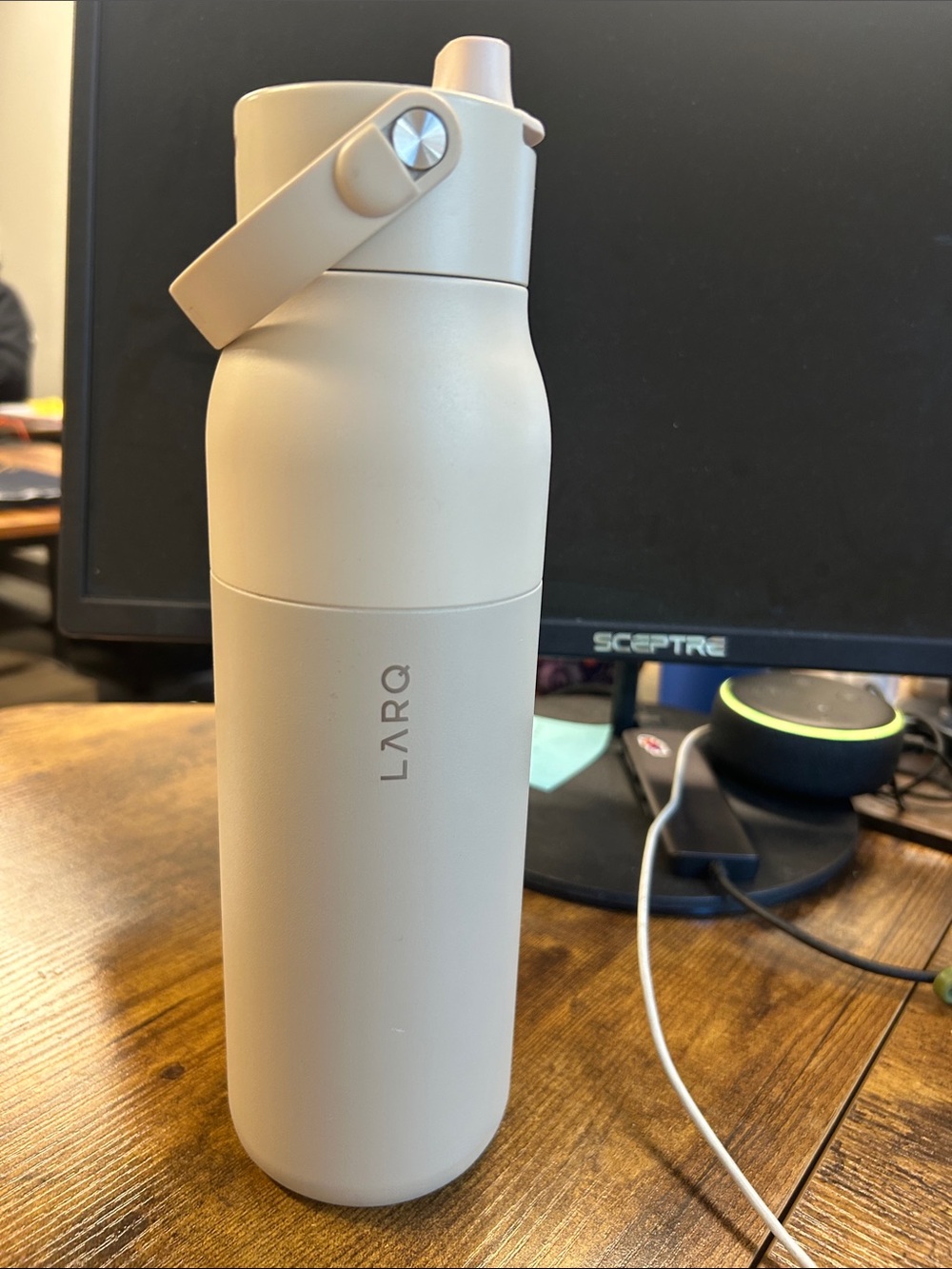 LARQ PureVis Self Cleaning Insulated Water Bottle 34 oz 1L Beige UV Purifier